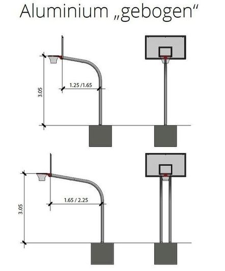 Basketballanlage Aluminium "Gebogen"