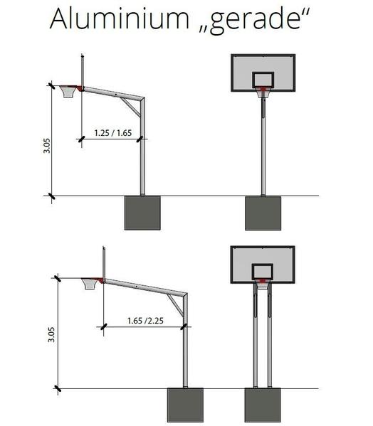 Basketballanlage Aluminium "Gerade"